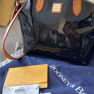 Dooney & Bourke Black Tote with Tan Accents